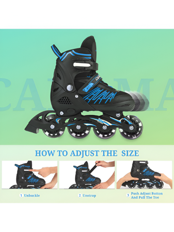 Pro-Grade Adjustable Inline Roller Skates with Flashing LED Light-Up Wheels - Unisex Design LMI10786