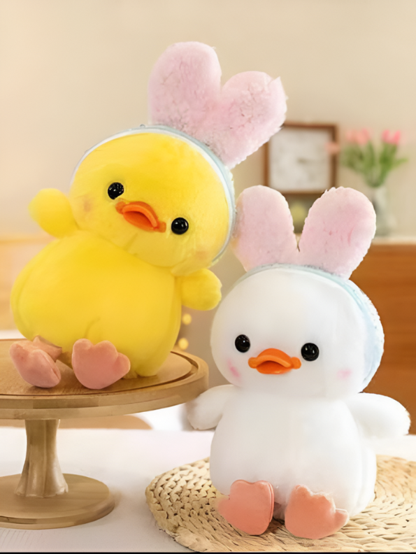 Yellow - Plush Duck Toy with Bunny Ears - Adorable & Soft Toy Duck Stuffed Animal LMI11592