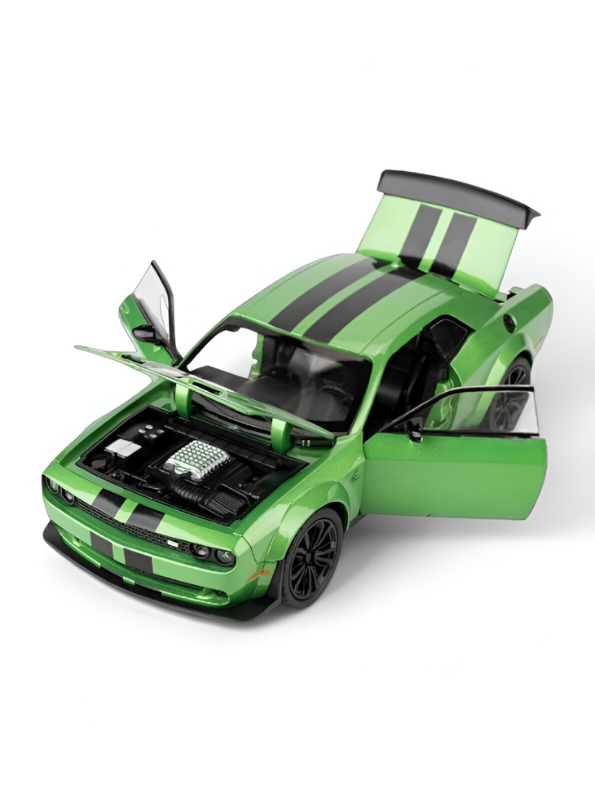 Lime Green Dodge Challenger SRT Hellcat Die-Cast Model Car 1:32 Scale - Opening Doors, Hood & Trunk LMI15610