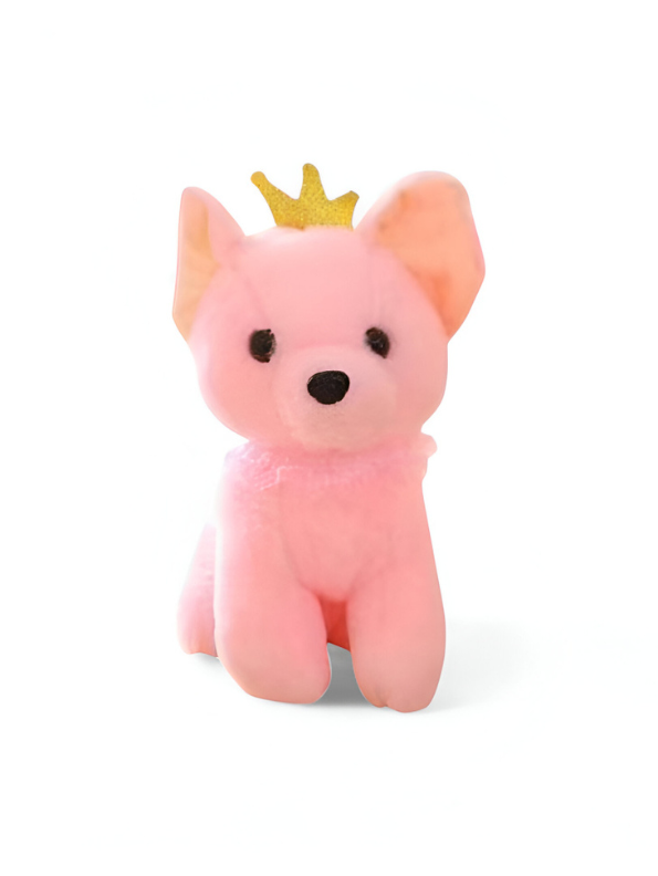 Pink Plush Dog with Gold Crown - Soft Toy for Kids LMI11091