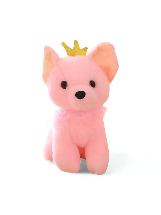 Pink Plush Dog with Gold Crown - Soft Toy for Kids LMI11091