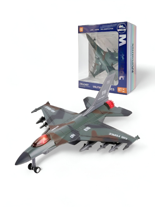 Green - Collectible MetalHO Diecast Fighter Aircraft Model | Pull-Back Action Military Toy for Kids LMI15792