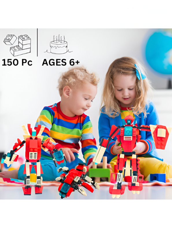 Red - Change Union 3-in-1 Transforming Robot LEGO Set | Blue Mecha Building Blocks Toy (150 Pcs) TV4834