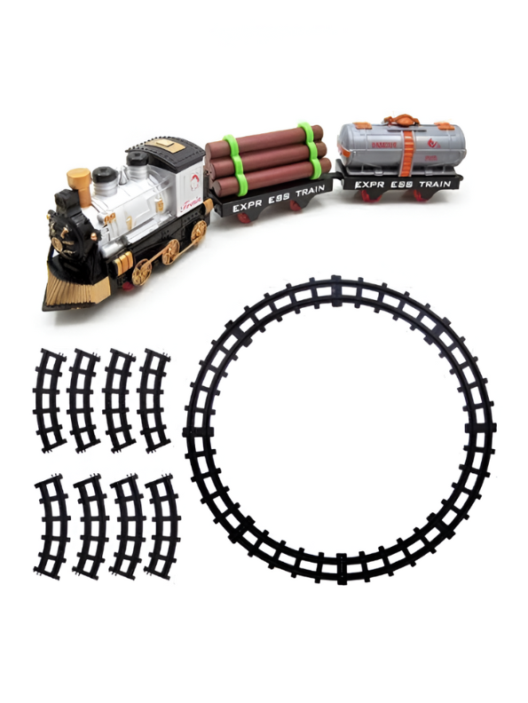 Classic Electric Train Set for Kids with Working Headlight, Realistic Sounds & Smoke - Battery Operated Rail Toys LMI7992
