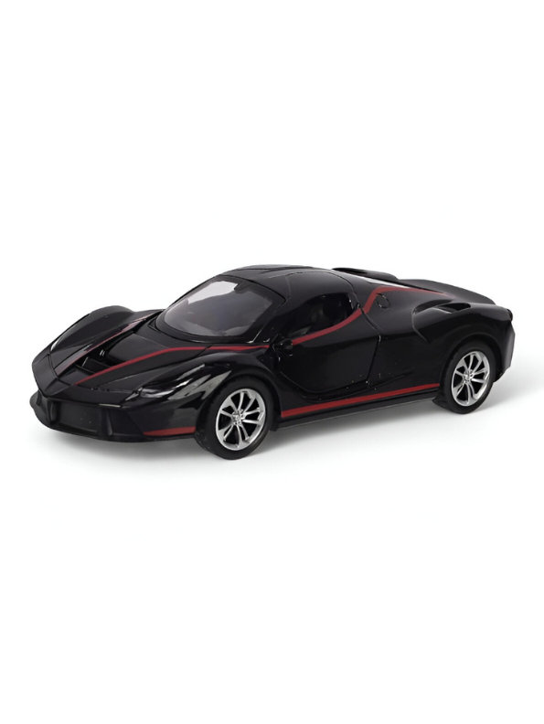 Black Ferrari LaFerrari Toy Car 1:28 Scale for Kids & Adults | Premium Pull Back Action Model LMI14892