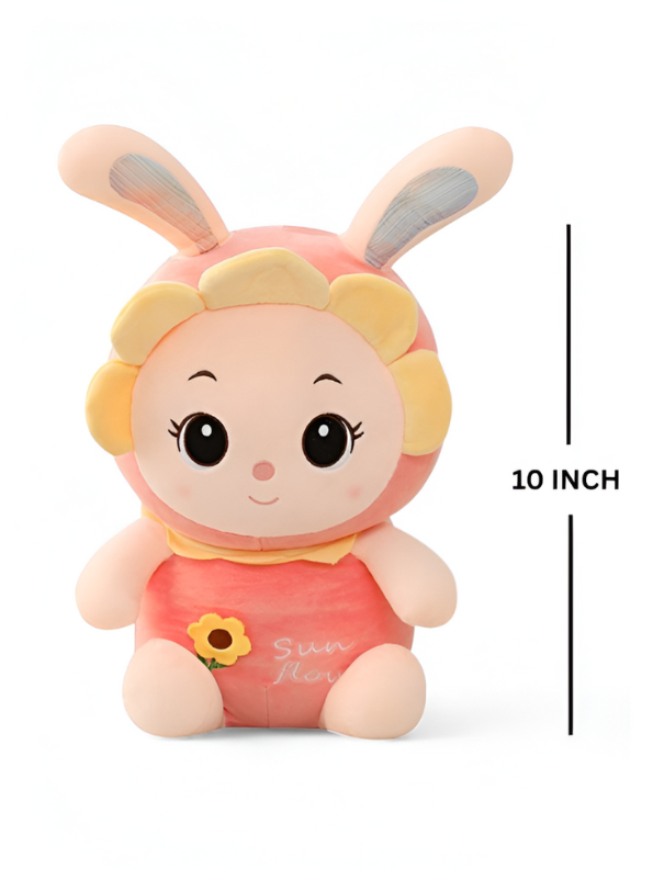 Cuddly Long Ear Bunny Plushie | Soft & Huggable Rabbit Stuffed Animal for Kids | Unique Soft Toy with Sunflower Design LMI7973