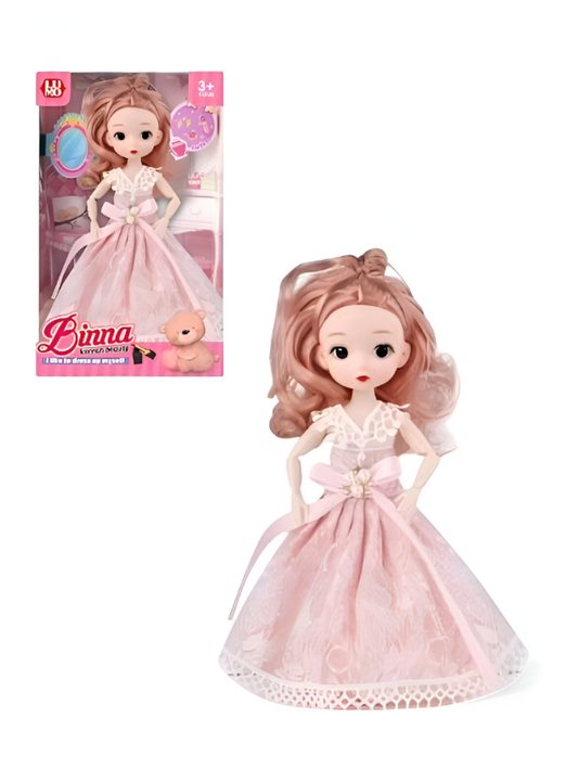 Binna Fashion Angel Doll (11-Inch) | Elegant Pink Princess Dress & Wings | Collectible Gift Toy for Girls 3+ LMI14020