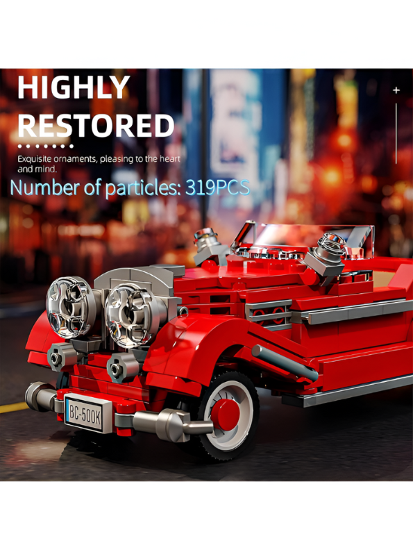 Red Vintage Antique Car LEGO Set | 334 PCS Classic Retro Car Model Building Blocks Kit for Ages 6+  TV3926