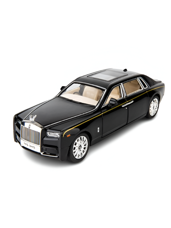 Black Rolls-Royce Phantom Diecast Model Car 1:18 Scale | Luxury Sedan Toy with Lights & Sound LMI15603