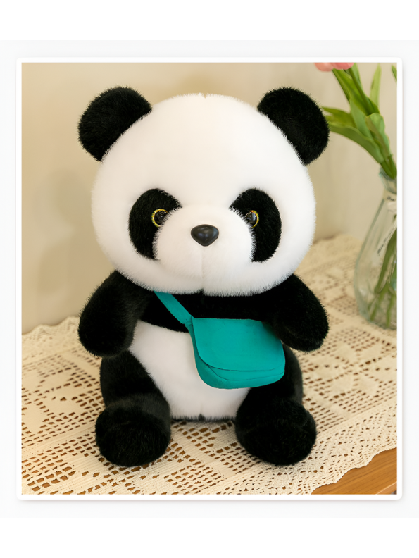 Cute Panda Plush Toy with Bag - 8-Inch Soft Toy Stuffed Animal for Kids & Adults LMI11083