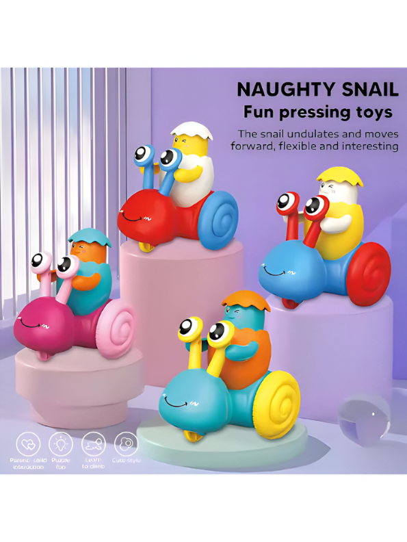 Blue - Push and Go Snail Toy with Winking Egg Rider | Rolling Baby & Toddler Motor Skills Toy LMI12712