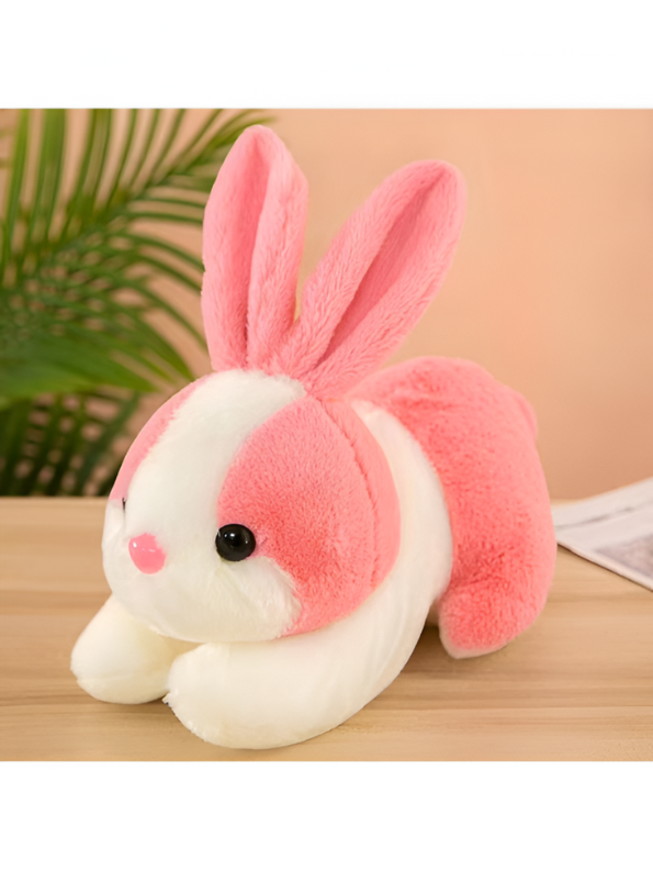 Cute Pink and White Bunny Stuffed Animal - Cuddly 8" Rabbit Soft Plush Toy for Kids LMI11102