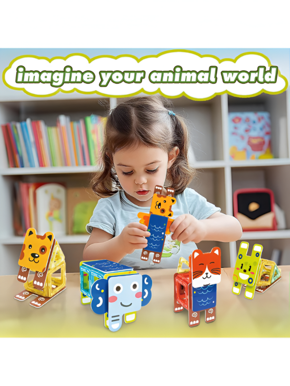 Magical Magnet II Building Block Set - 35 PCS STEM Animal Shapes LEGO Set - Educational Toy for Toddlers 3+ TV4072