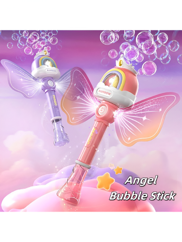 Angel Light Up Bubble Wand Toy for Kids | Flashing LED, lavender Fairy Wings & Music | Great Gift or Party Supply NX15767