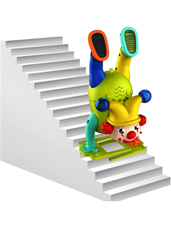 Green - Musical Upside Down Clown Toy for Kids with Handstand Action and Flashing Lights LMI11203