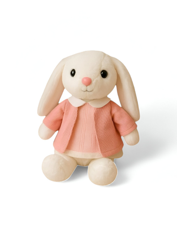 8 Inch Rabbit Soft Toy with Pink Cardigan - Plush Stuffed Bunny for Children LMI11372