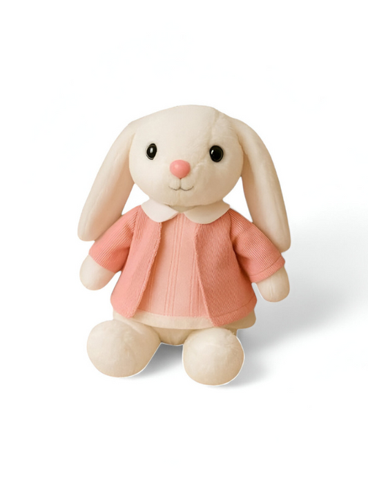 8 Inch Rabbit Soft Toy with Pink Cardigan - Plush Stuffed Bunny for Children LMI11372