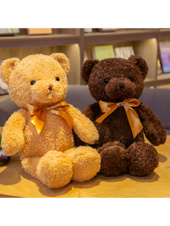 Brown Fluffy Teddy Bear with Bow - 8 Inch Soft Toy Gift LMI11371