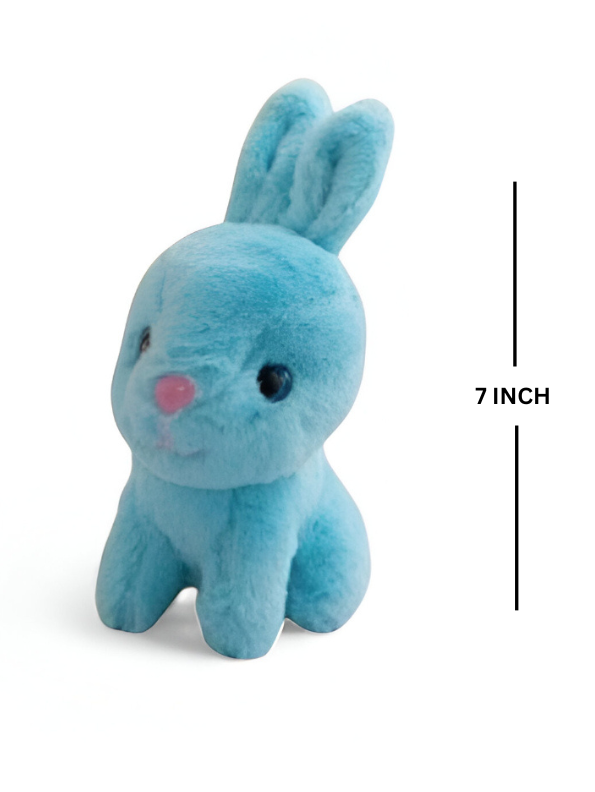 Fluffy Blue Rabbit Soft Toy - 7 Inch Plush Bunny for Kids & Babies LMI11924