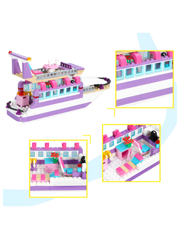 Dream Girls Carnival Cruise Yacht Building Block Set - 318 PCS Luxury Boat LEGO Set - Tropical Vacation Toy for Kids Ages 6+ TV5633