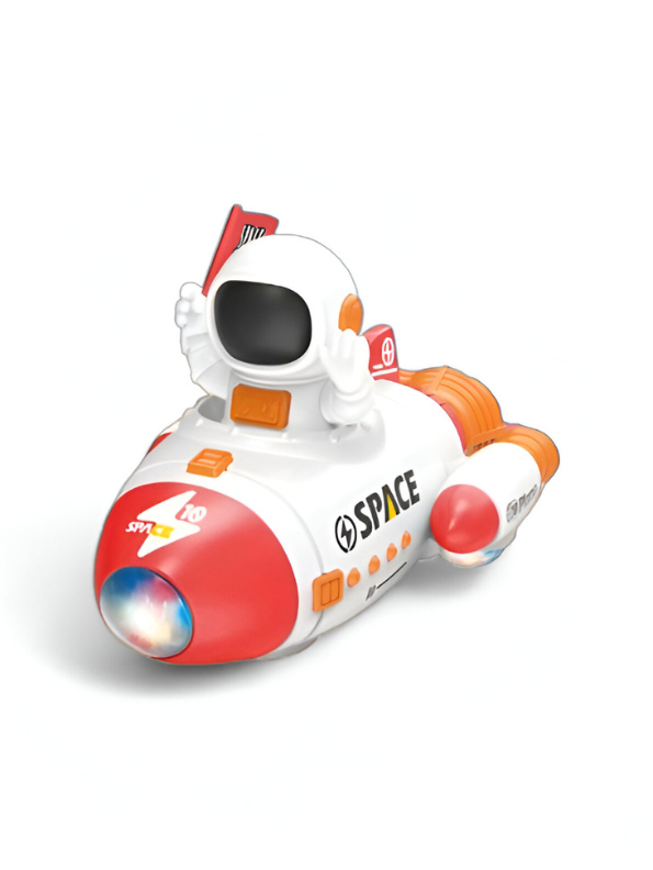 Red - Bump-and-Go Astronaut Space Rocket Car Toy with Flashing LED Lights and Sounds LMI15174