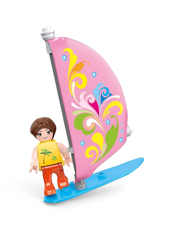 Beach Music Festival Building Block Set - 297 PCS Bon Voyage LEGO Set - Summer Concert Stage & Water Sports Toy TV5634