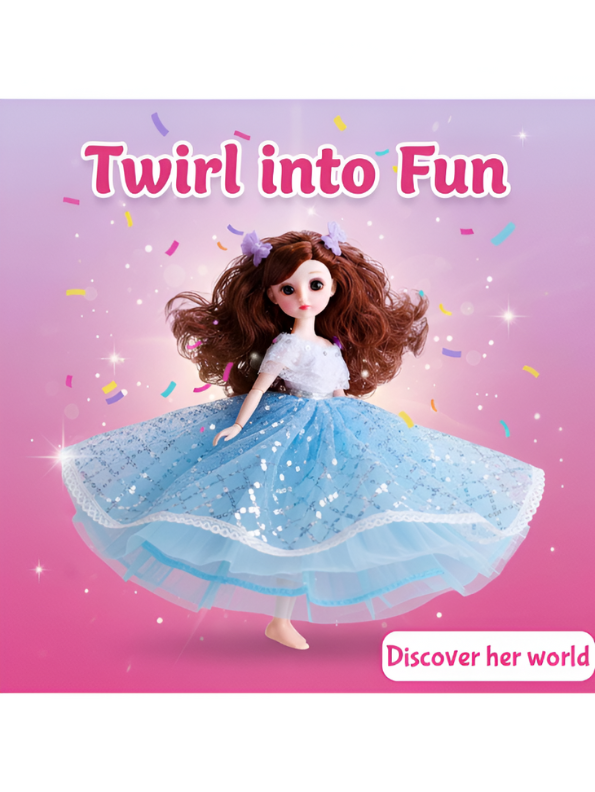 Fashion Doll in Light-Up/Glowing Blue Ball Gown | Binna "A Heavenly Beauty" Doll with Brown Hair LMI14886