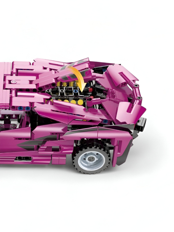 Pink Supercar Building Block Set - 929 PCS TECH-STORM Sports Vehicle LEGO Set - Lambocar Model for Ages 8+ TV5124