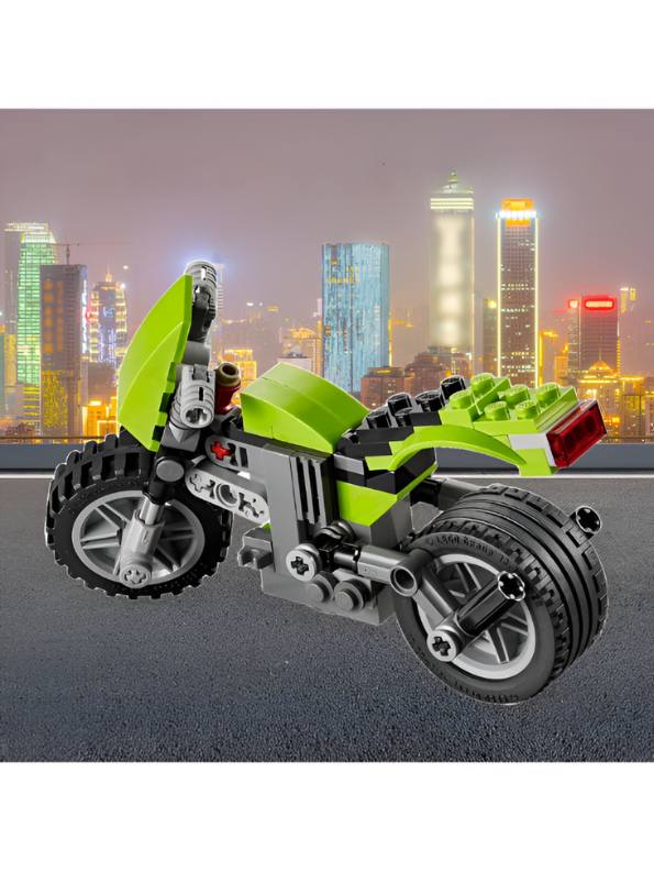 3-in-1 Highway Cruiser Motorcycle Building Block Set - 129 PCS ARCHITECT Chopper LEGO Set - Vehicle Model Toy for Ages 8+ TV867