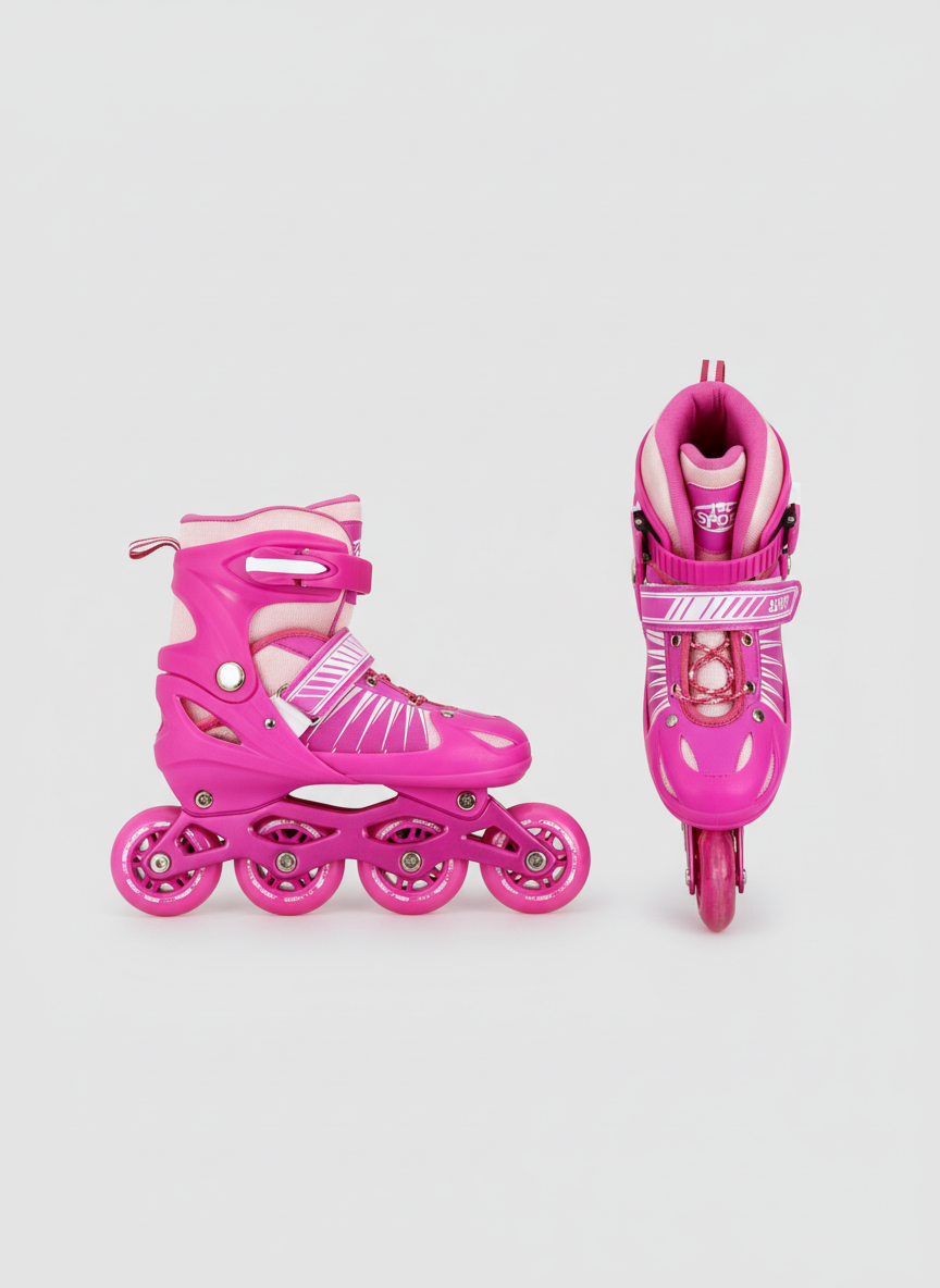 Pink - Pro-Grade Adjustable Inline Roller Skates with Flashing LED Light-Up Wheels - Unisex Design LMI10785