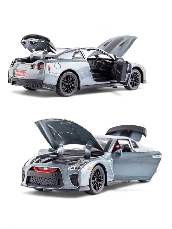 Grey - Die-Cast Nissan GT-R Nismo Model Car 1:32 Scale - Wheels & Openable Doors LMI15801
