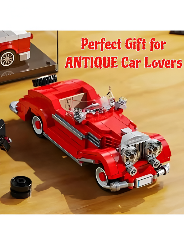 Red Vintage Antique Car LEGO Set | 334 PCS Classic Retro Car Model Building Blocks Kit for Ages 6+  TV3926