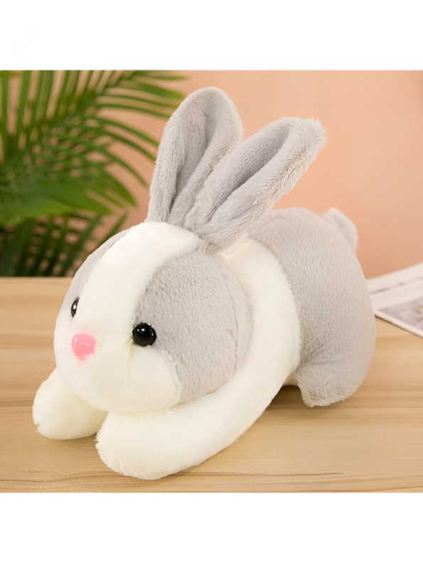 Cute Grey and White Bunny Stuffed Animal - Cuddly 8" Rabbit Soft Plush Toy for Kids LMI11102