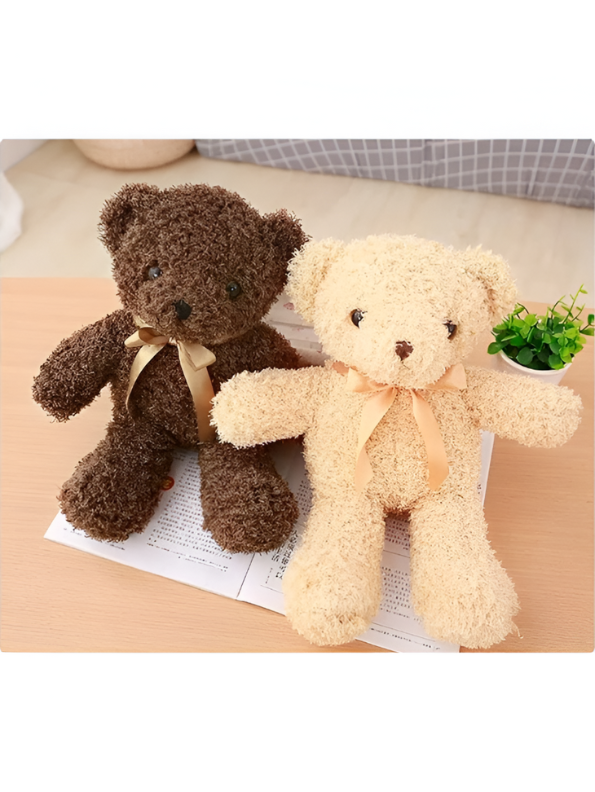 Brown Fluffy Teddy Bear with Bow - 8 Inch Soft Toy Gift LMI11371