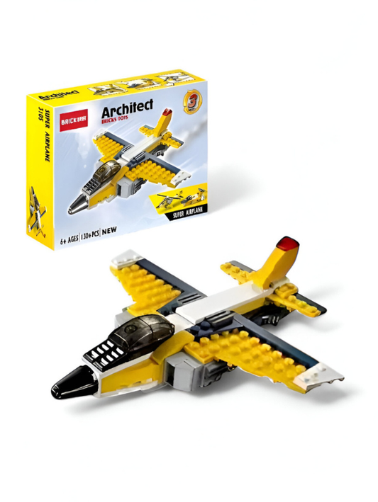 3-in-1 Super Airplane Building Block Set - 130+ PCS ARCHITECT Jet Fighter LEGO Set - STEM Toy for Kids 6+ TV860