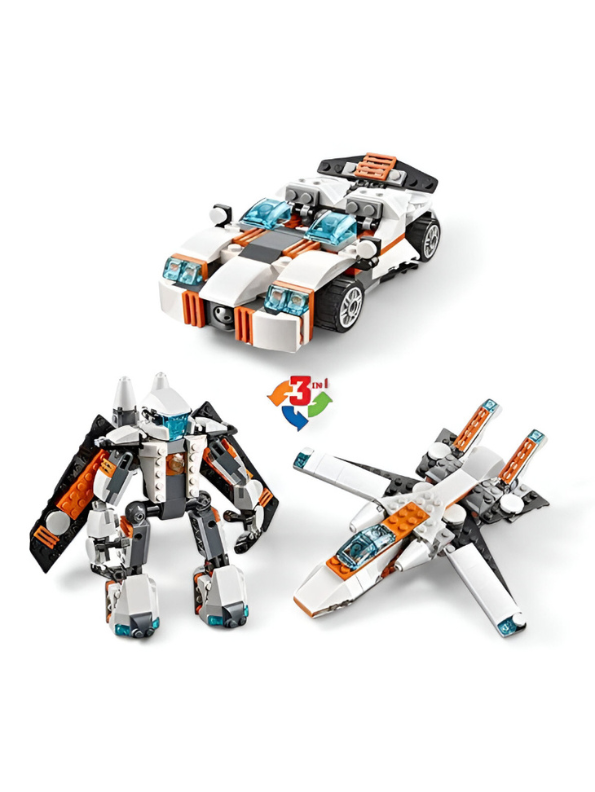 3-in-1 Future Flyers Building Block Set - 237 PCS ARCHITECT Robot, Jet, & Car LEGO Set - STEM Transformer Toy TV875