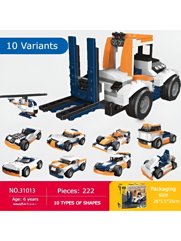 Forklift Truck Building Block Set - 222+ PCS MULTIFICENCE LEGO Set - Construction Vehicle Toy for Ages 6+ TV5053