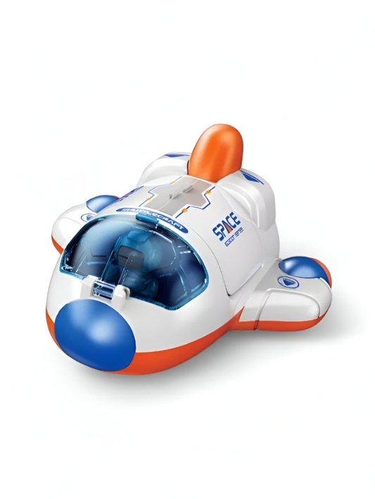 Mini Space Shuttle Building Kit | Orange & Blue Spaceship Model for Kids LMI12604