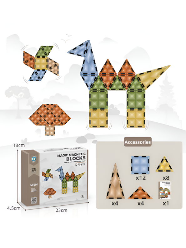 Magic Magnetic Blocks Building Block Set - 48 PCS STEM Tiles & Shapes LEGO Set - Educational Toy for Kids TV2312