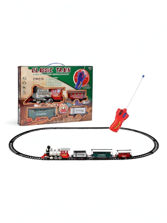 Classic Electric RC Train Set for Kids | 17 PCS Battery Operated Railway with Remote Control LMI15700