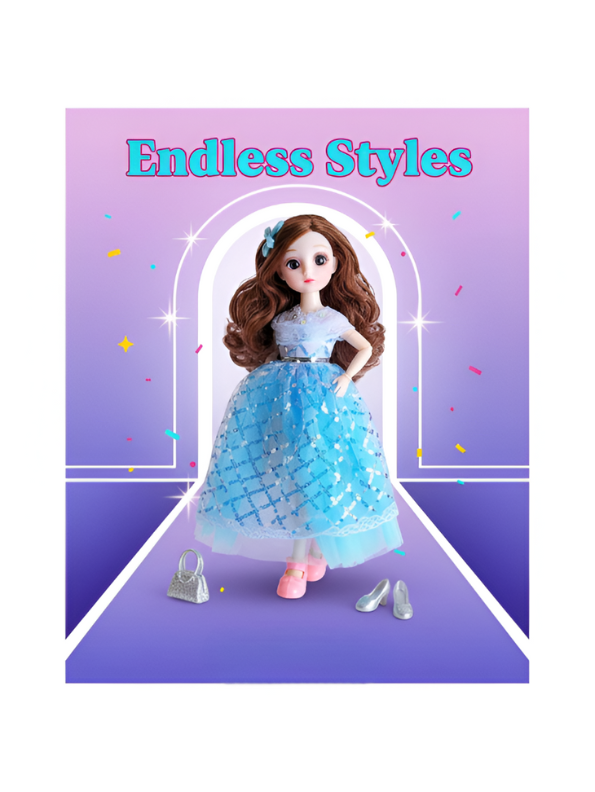 Fashion Doll in Light-Up/Glowing Blue Ball Gown | Binna "A Heavenly Beauty" Doll with Brown Hair LMI14886