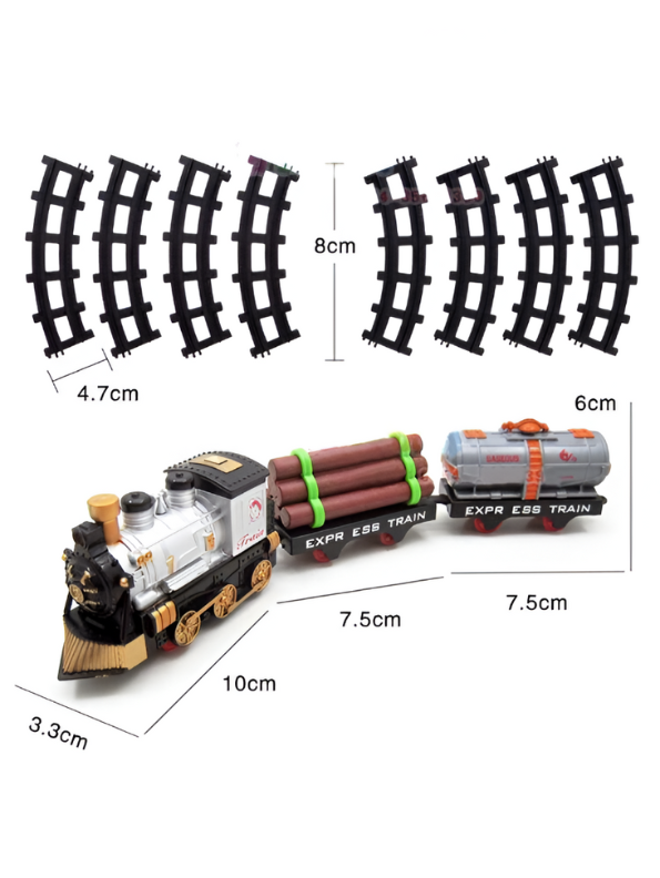 Classic Electric Train Set for Kids with Working Headlight, Realistic Sounds & Smoke - Battery Operated Rail Toys LMI7992