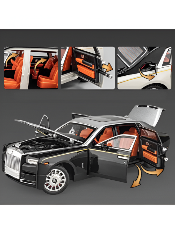 Rolls-Royce Phantom Diecast Model Car 1:18 Scale | Luxury Sedan Toy with Lights & Sound LMI15603