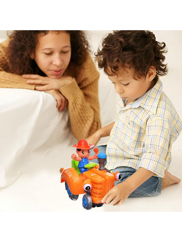 Interactive Bump & Go Toy Tractor with Flashing LED Lights & Music | Battery-Operated Farm Vehicle LMI13721