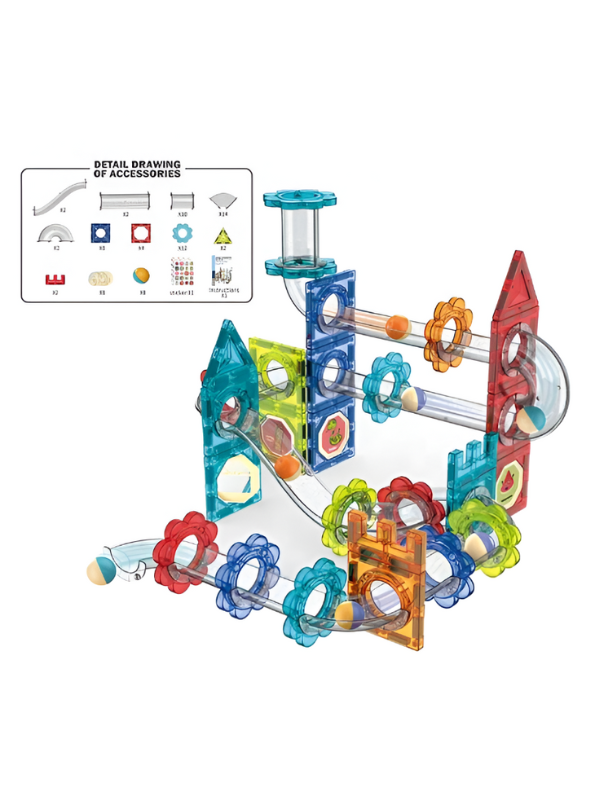 Magic Magnetic Blocks Marble Run Building Block Set - 113 PCS STEM Fun Track LEGO Set - Educational Science Toy TV708