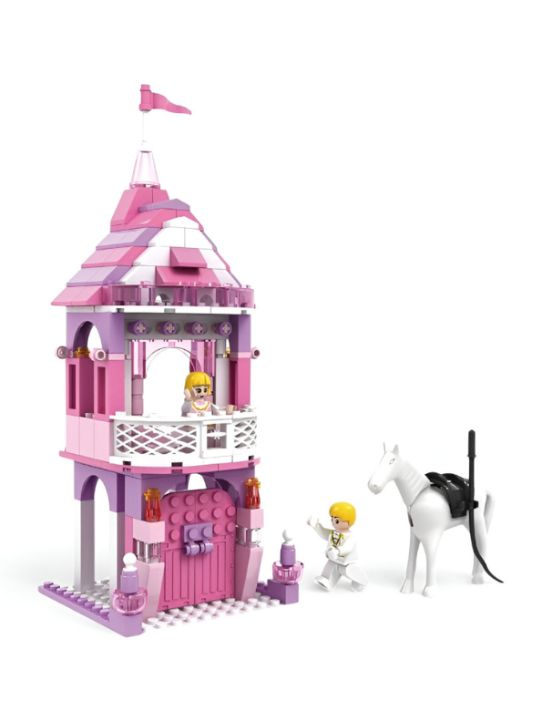 Pink Princess Tower and Horse Building Block Set - 167+ PCS COGO Girl LEGO Set - Castle Playset for Kids Ages 6+ TV5635
