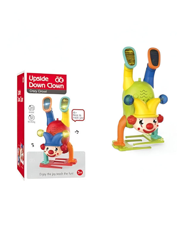 Green - Musical Upside Down Clown Toy for Kids with Handstand Action and Flashing Lights LMI11203
