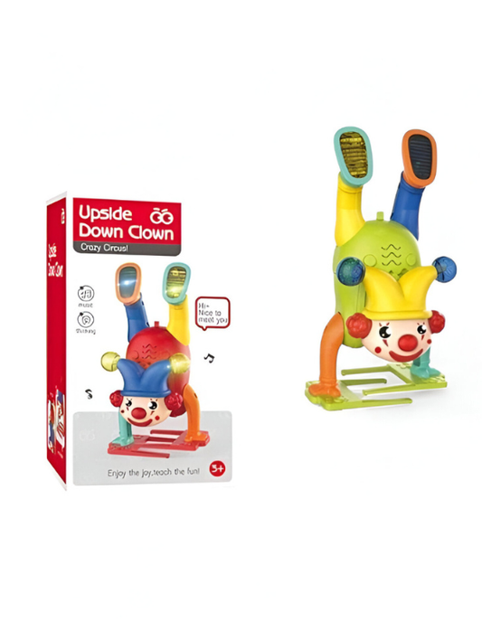 Green - Musical Upside Down Clown Toy for Kids with Handstand Action and Flashing Lights LMI11203