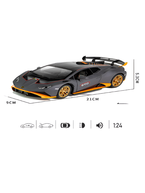 Black - Lamborghini Huracan STO Diecast Car Metal - Scale 1:24