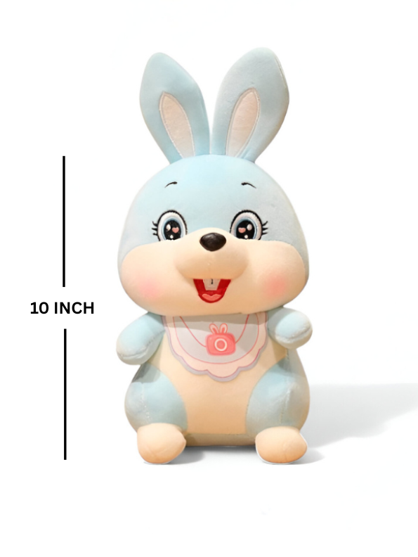 Cute blue plush bunny with bib | soft Toy stuffed animal for babies and kids LMI14142.